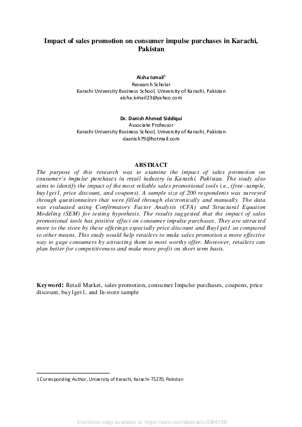 (PDF) Impact of Sales Promotion on Consumer Impulse Purchases in ...