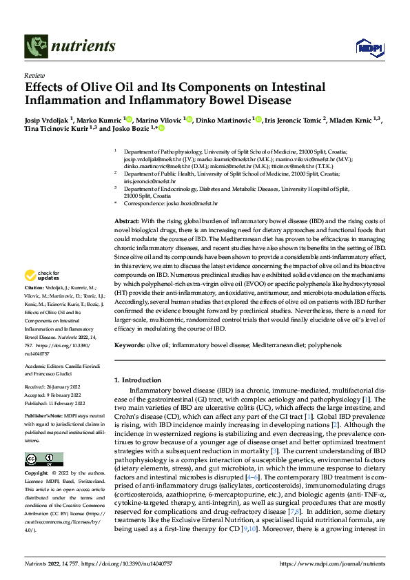 (PDF) Effects of Olive Oil and Its Components on Intestinal ...