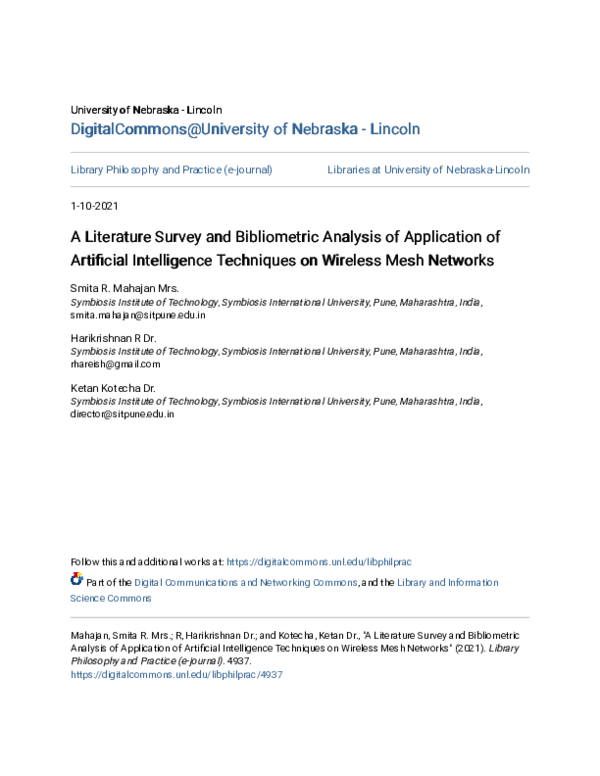 (PDF) A Literature Survey and Bibliometric Analysis of Application of ...