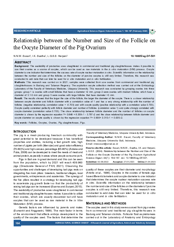 (PDF) Relationship between the Number and Size of the Follicle on the ...