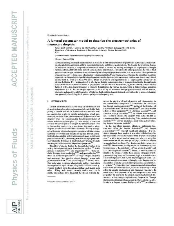 (PDF) A lumped parameter model to describe the electromechanics of ...