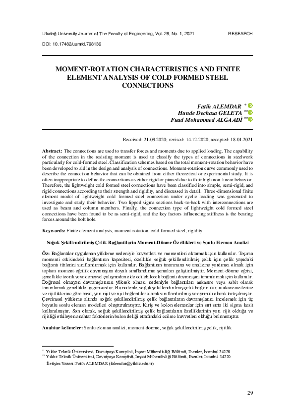 (PDF) Moment-Rotation Characteristics and Finite Element Analysis of ...