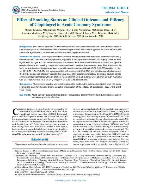 (PDF) Effect of Smoking Status on Clinical Outcome and Efficacy of ...