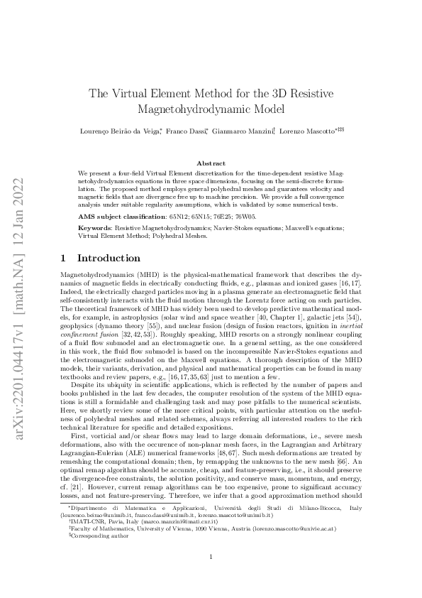 (PDF) The virtual element method for the 3D resistive ...