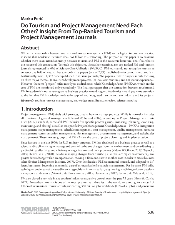 (PDF) Do Tourism and Project Management Need Each Other?