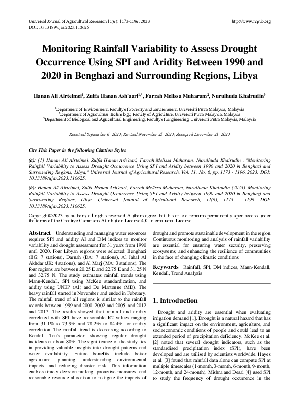 (PDF) Monitoring Rainfall Variability to Assess Drought Occurrence ...