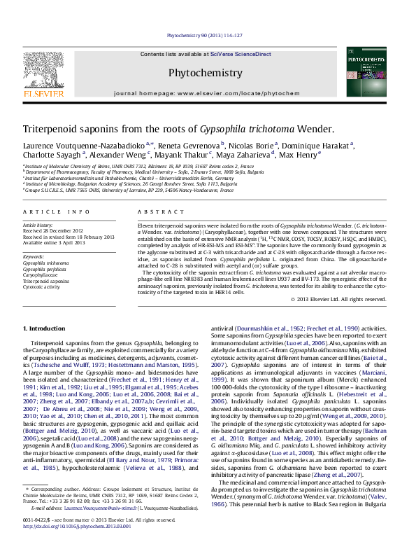 (PDF) Triterpenoid Saponins from the Roots of Gypsophila paniculata