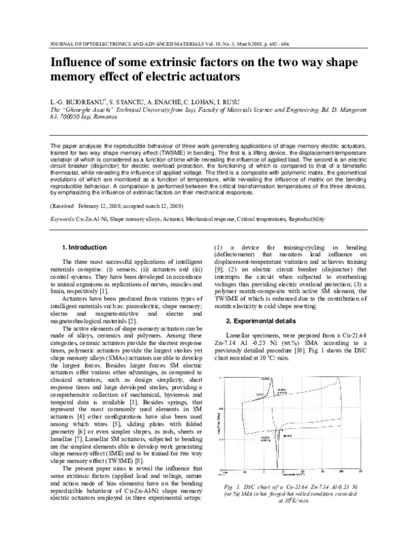 (PDF) Influence of some extrinsic factors on the two way shape memory ...