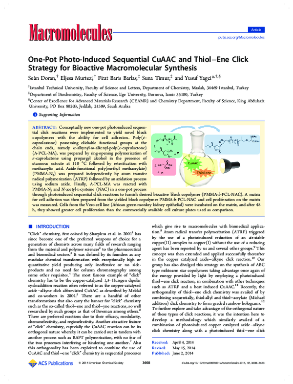(PDF) One-Pot Photo-Induced Sequential CuAAC and Thiol–Ene Click ...