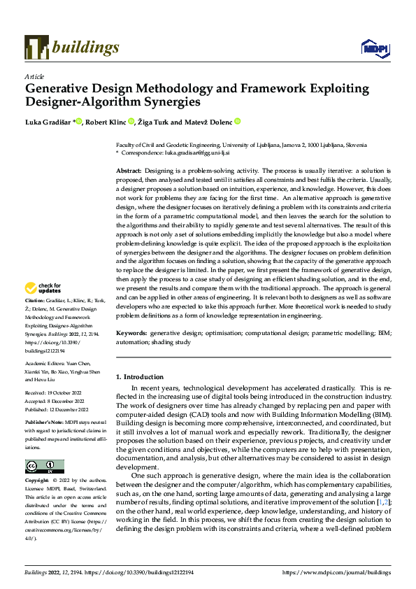 (PDF) Generative Design Methodology and Framework Exploiting Designer ...