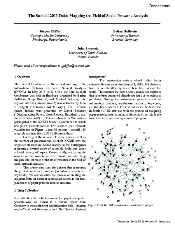 (PDF) The Sunbelt 2013 Data: Mapping the Field of Social Network Analysis