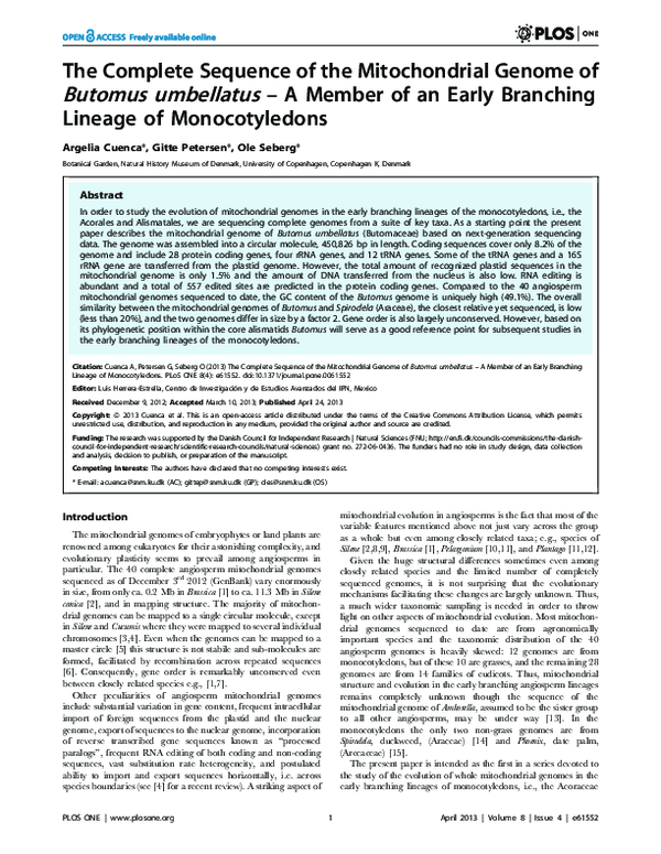 (PDF) Correction: The Complete Sequence of the Mitochondrial Genome of ...