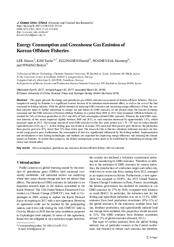 (PDF) Energy Consumption and Greenhouse Gas Emission of Korean Offshore ...