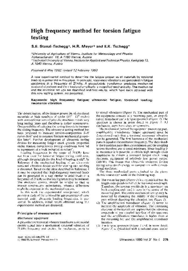 (PDF) High frequency method for torsion fatigue testing