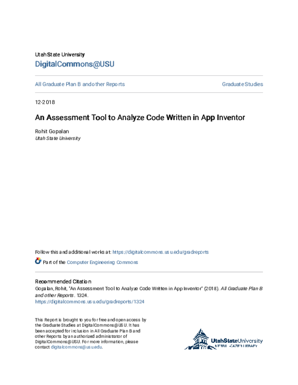 (PDF) An Assessment Tool to Analyze Code Written in App Inventor