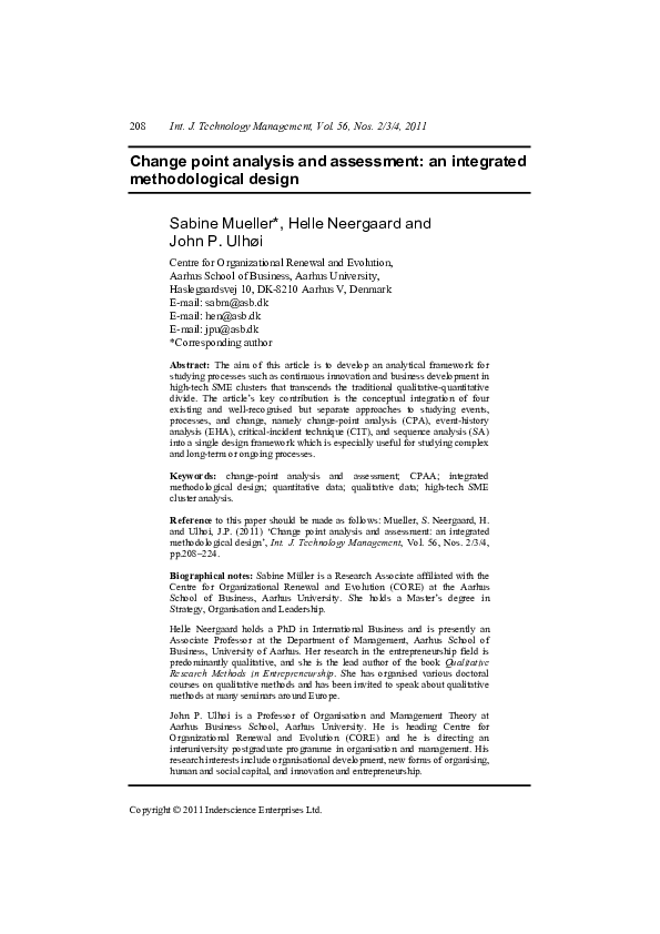 (PDF) Change point analysis and assessment: an integrated ...