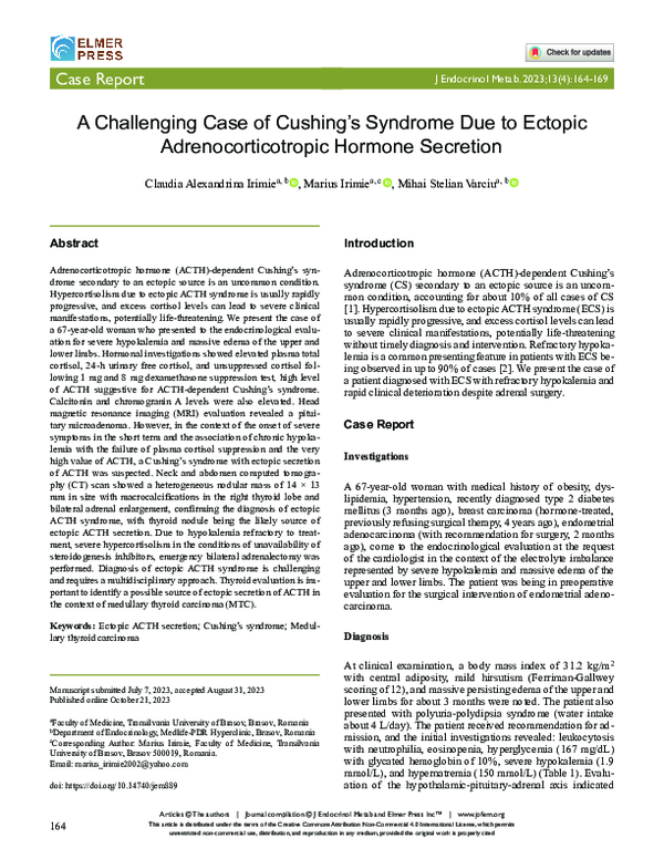 (PDF) A Challenging Case of Cushing’s Syndrome Due to Ectopic ...