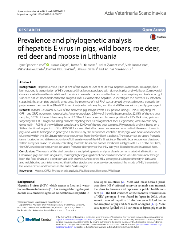 (PDF) Prevalence and phylogenetic analysis of hepatitis E virus in pigs ...