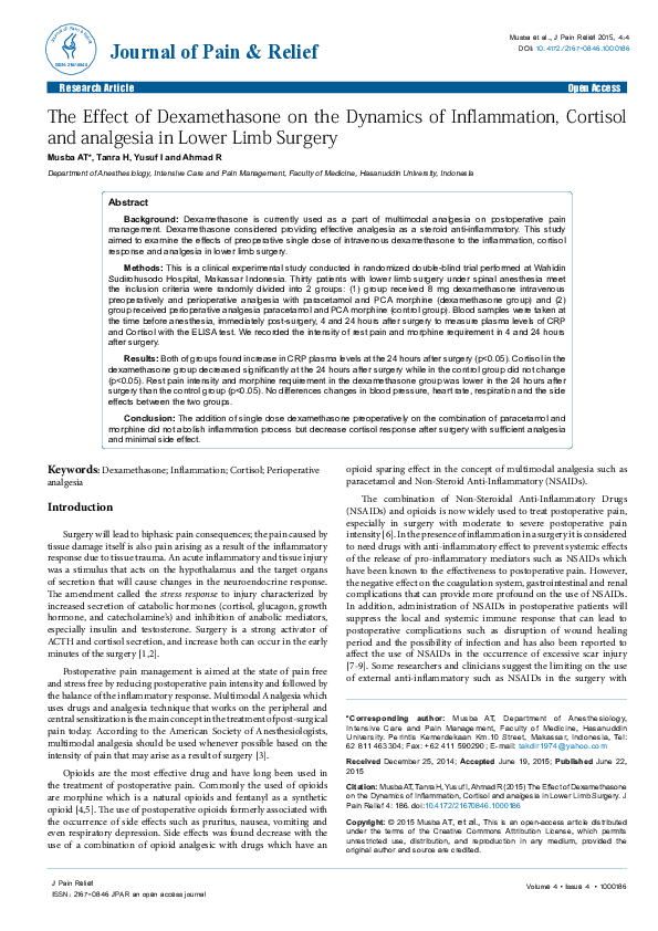 (PDF) The Effect of Dexamethasone on the Dynamics of Inflammation ...