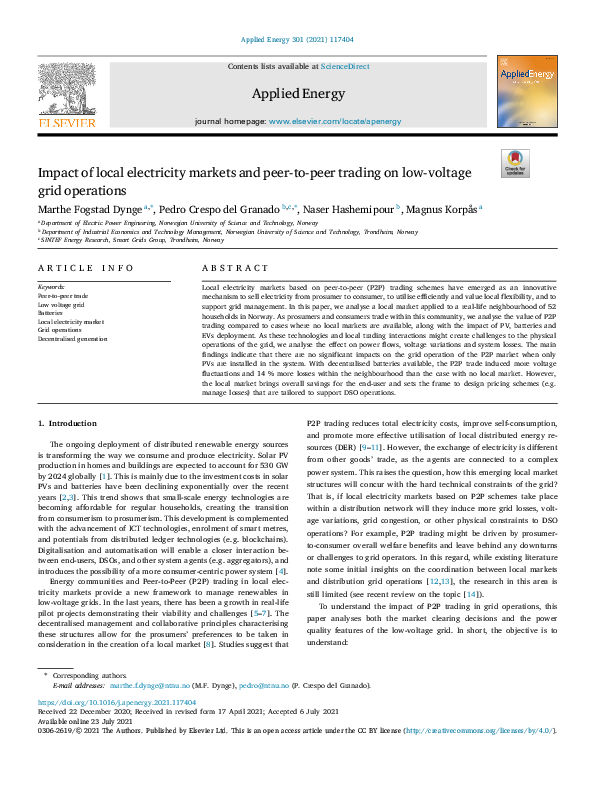(PDF) Impact of local electricity markets and peer-to-peer trading on ...