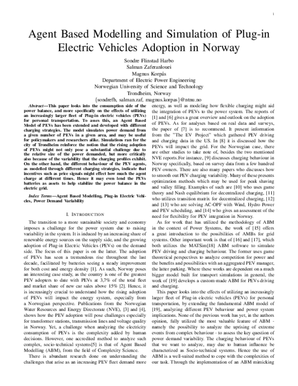 (PDF) Agent Based Modelling and Simulation of Plug-In Electric Vehicles ...