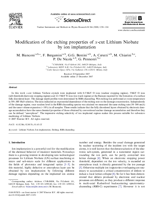 (PDF) Modification of the etching properties of x-cut Lithium Niobate ...