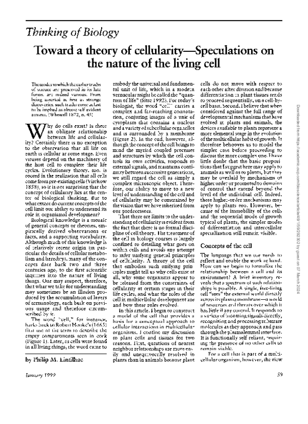 (PDF) Toward a Theory of Cellularity: Speculations on the Nature of the ...