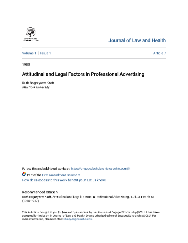 (PDF) Attitudinal and Legal Factors in Professional Advertising