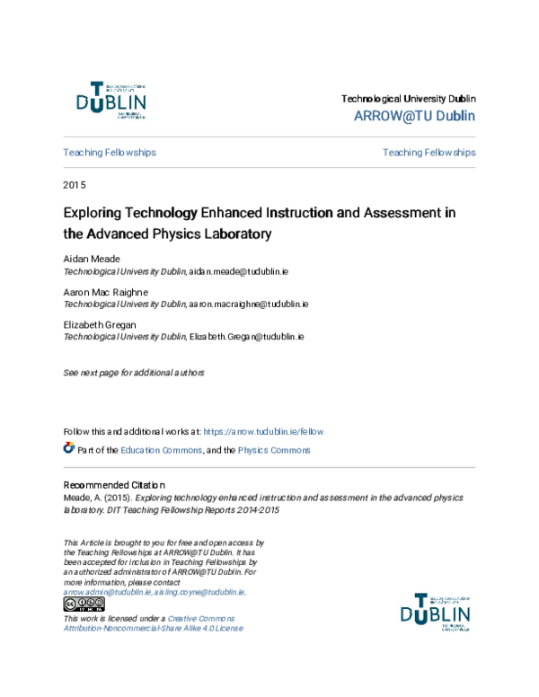 (PDF) Exploring Technology Enhanced Instruction and Assessment in the ...