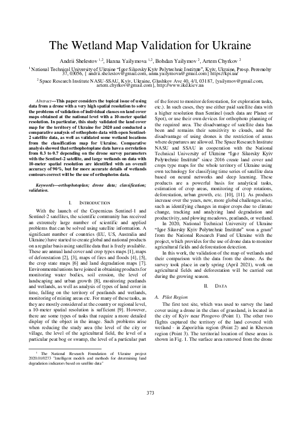 (PDF) The Wetland Map Validation for Ukraine