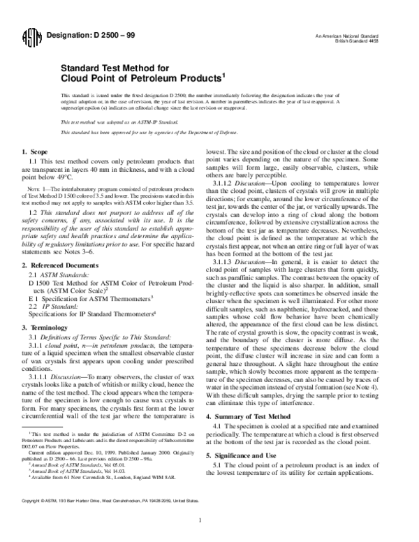 (PDF) Standard Test Method for Cloud Point of Petroleum Products