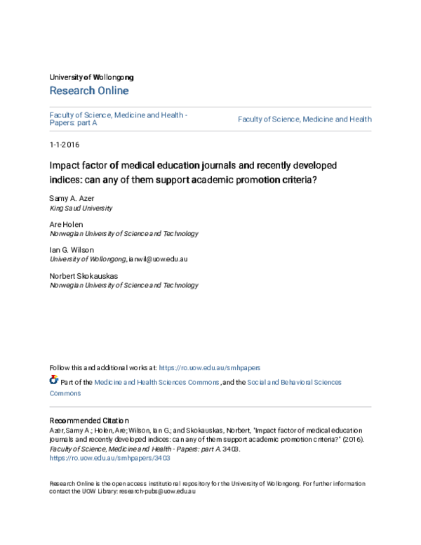 (PDF) Impact factor of medical education journals and recently ...