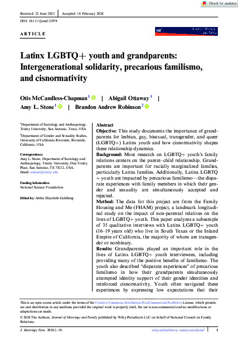 (PDF) Latinx LGBTQ+ youth and grandparents: Intergenerational ...