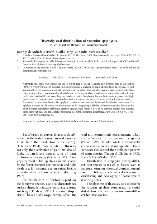 (PDF) Diversity and distribution of vascular epiphytes in an insular ...