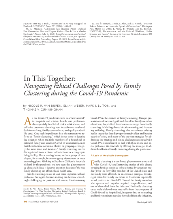 (PDF) In This Together: Navigating Ethical Challenges Posed by Family ...