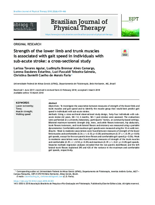 (PDF) Strength of the lower limb and trunk muscles is associated with ...
