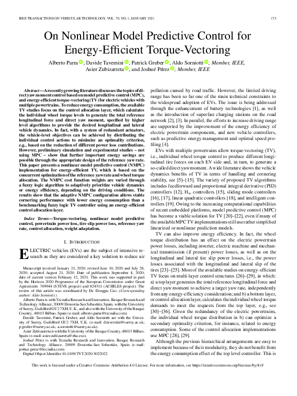 (PDF) On Nonlinear Model Predictive Control for Energy-Efficient Torque ...