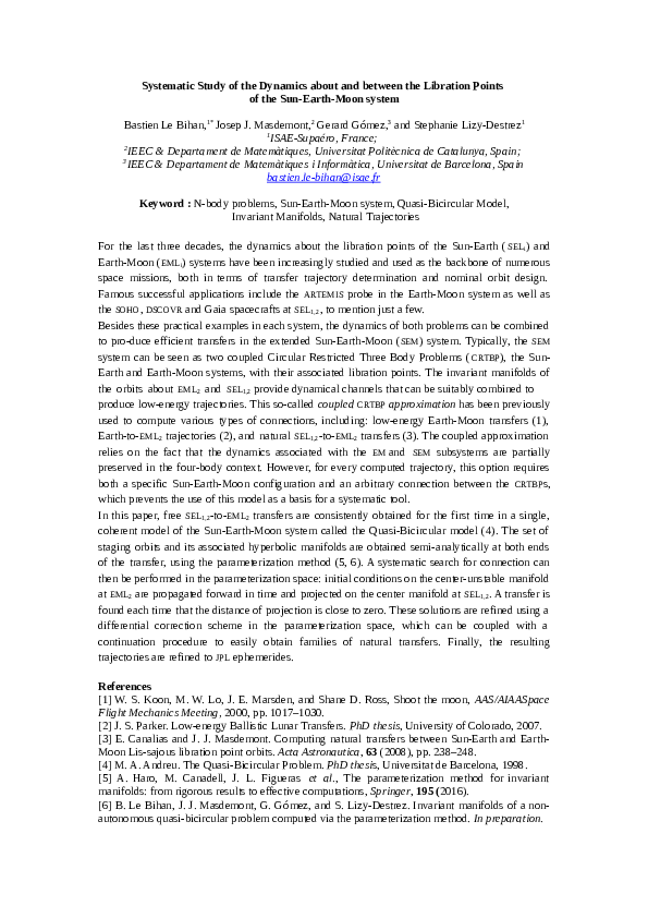 (PDF) Systematic study of the dynamics about and between the Libration ...