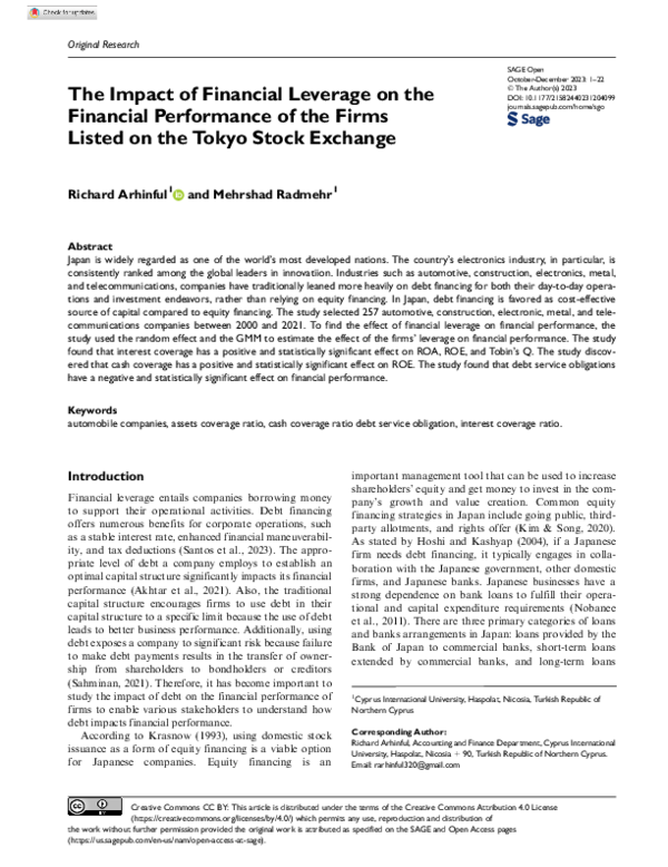 (PDF) The Impact of Financial Leverage on the Financial Performance of ...