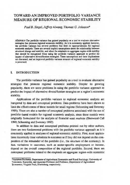 (PDF) Toward an improved portfolio variance measure of regional ...