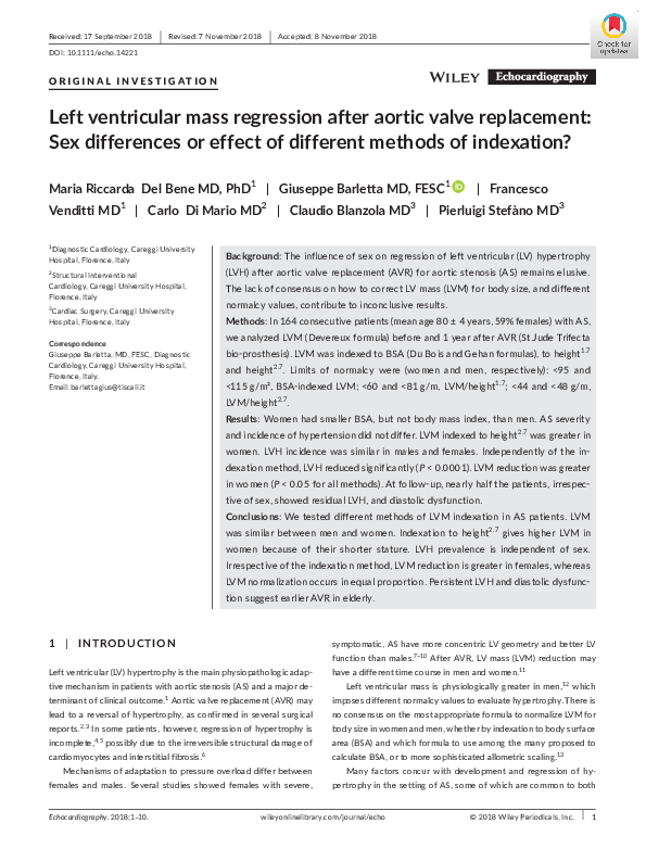 (PDF) Left ventricular mass regression after aortic valve replacement ...