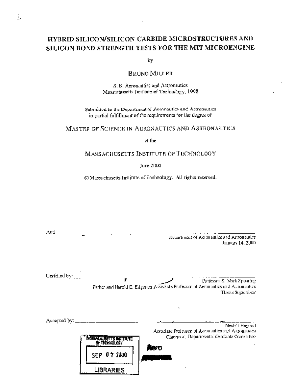 (PDF) Silicon Bond Strength Tests for the Mit Microengine