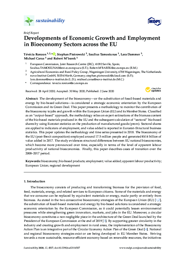 (PDF) Developments of Economic Growth and Employment in Bioeconomy ...
