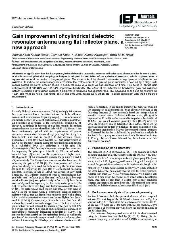 (PDF) Gain improvement of cylindrical dielectric resonator antenna ...