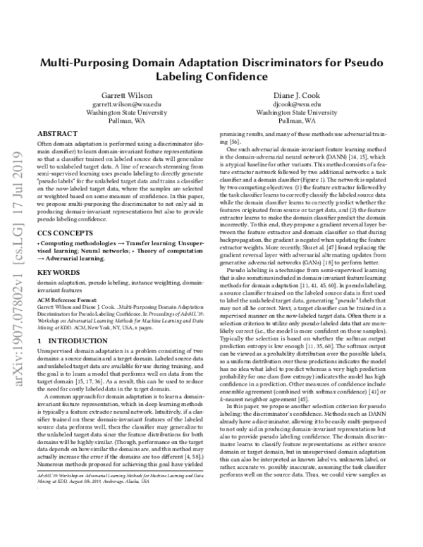 (PDF) Multi-Purposing Domain Adaptation Discriminators for Pseudo ...