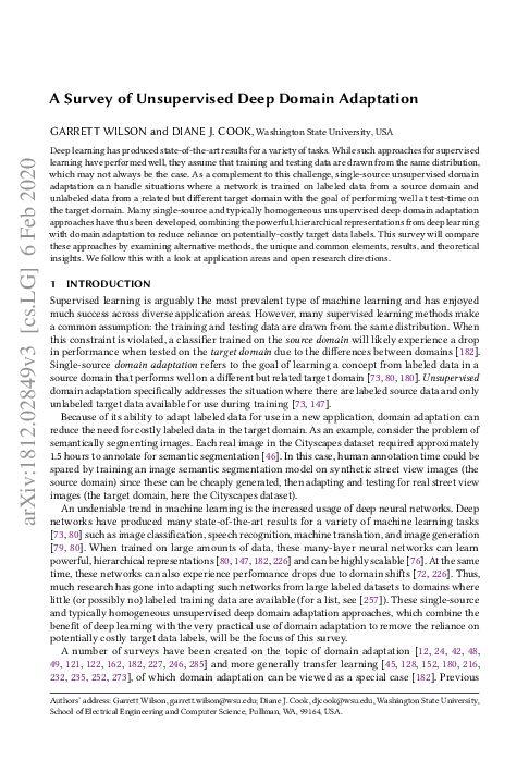 (PDF) A Survey of Unsupervised Deep Domain Adaptation