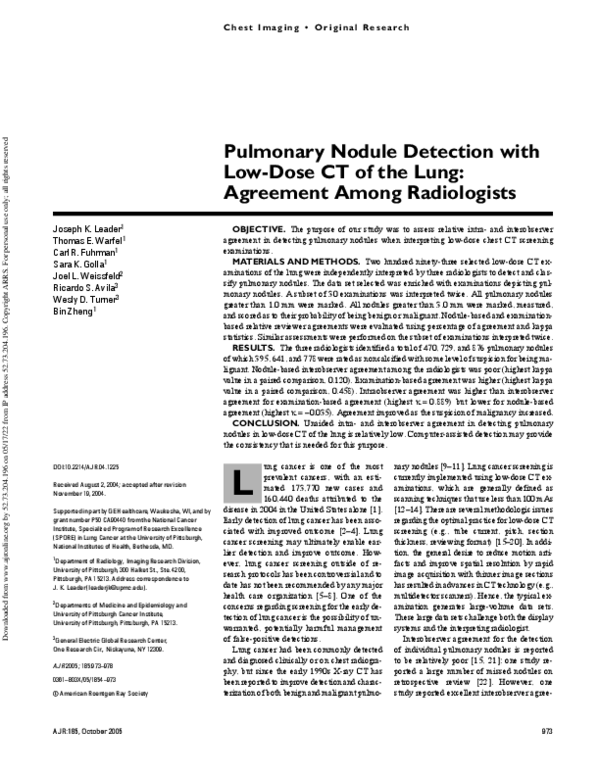 (PDF) Pulmonary Nodule Detection with Low-Dose CT of the Lung ...