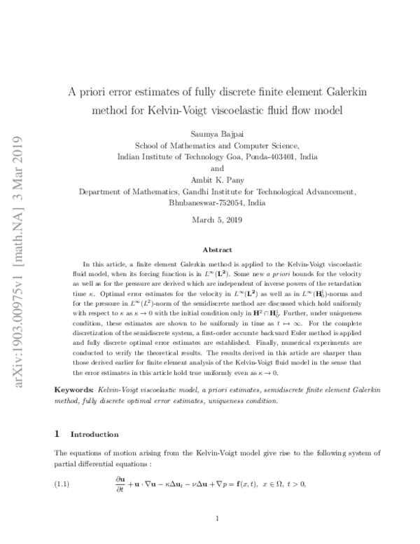 (PDF) A priori error estimates of fully discrete finite element ...