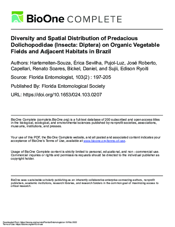 (PDF) Diversity and Spatial Distribution of Predacious Dolichopodidae ...