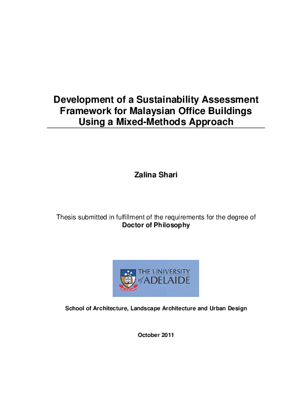 (PDF) Development of a sustainability assessment framework for ...